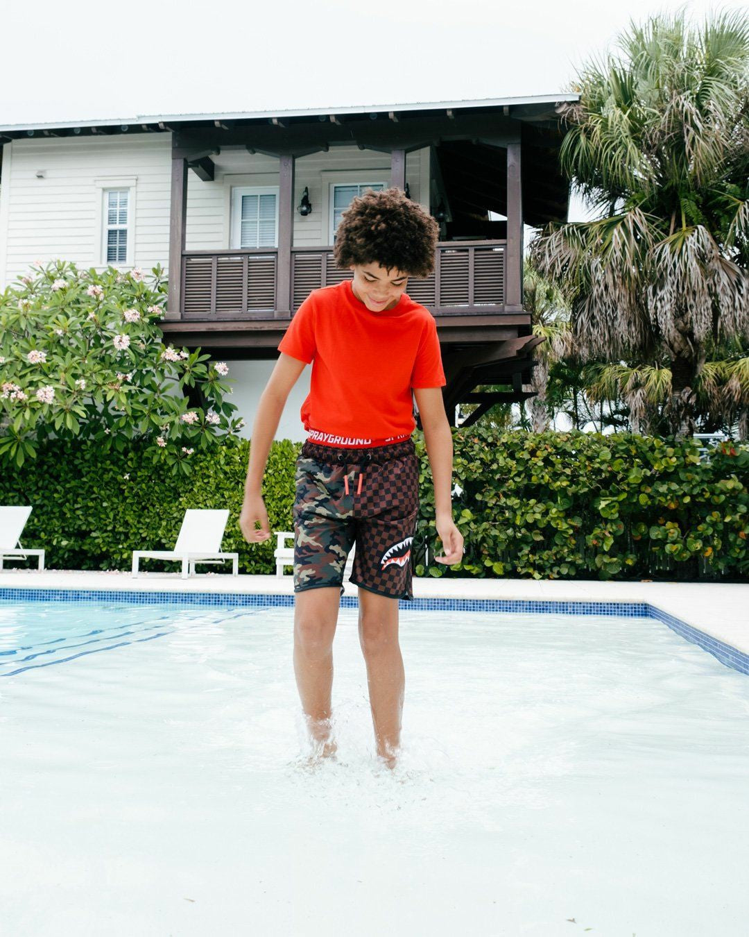 KIDS CHECKS & CAMO SWIM TRUNKS | Sprayground for sale