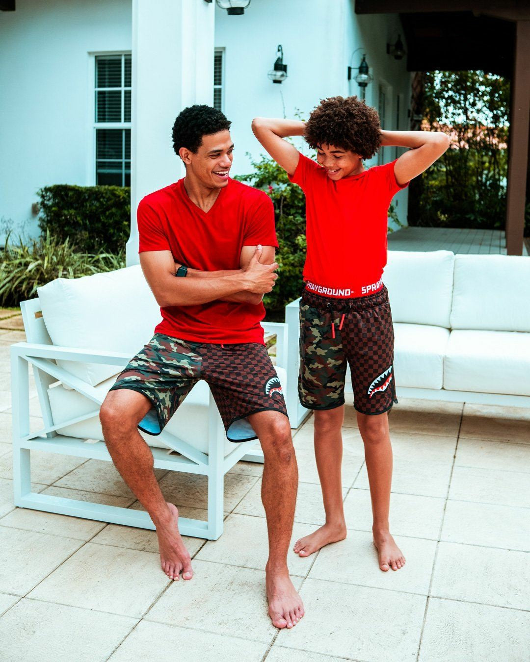 KIDS CHECKS & CAMO SWIM TRUNKS | Sprayground for sale