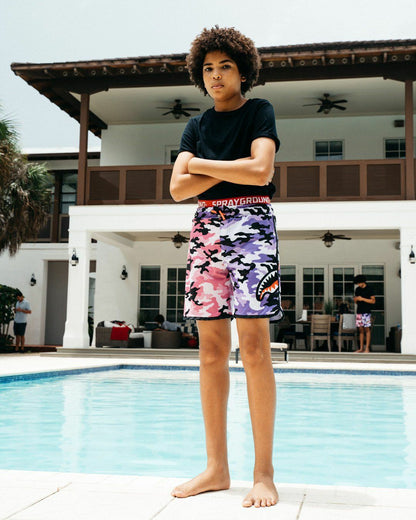 KIDS SPLIT CAMO SWIM TRUNKS | Sprayground Online