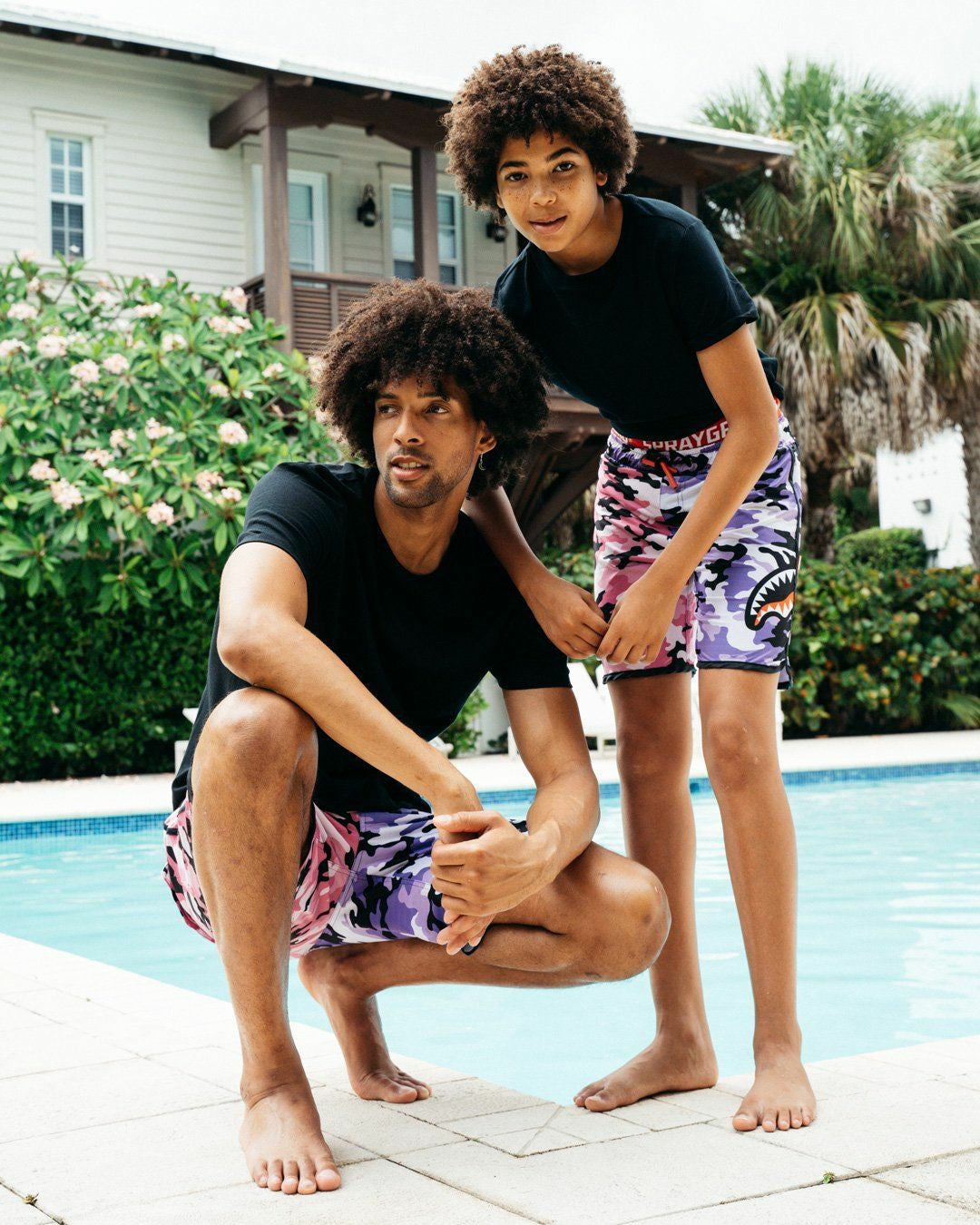 KIDS SPLIT CAMO SWIM TRUNKS | Sprayground Online