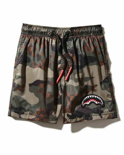 KIDS CAMO CHECKERED SWIM TRUNKS | Sprayground Near Me