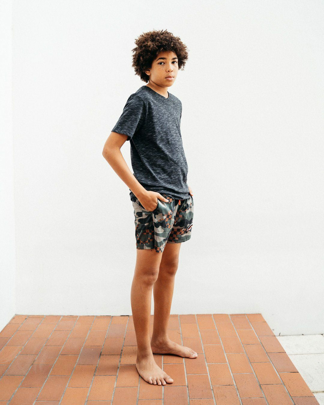 KIDS CAMO CHECKERED SWIM TRUNKS | Sprayground Near Me