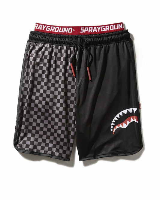 GREY CHECKERED SPLIT CORTO SWIM TRUNKS | Sprayground Discount