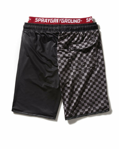 GREY CHECKERED SPLIT CORTO SWIM TRUNKS | Sprayground Discount