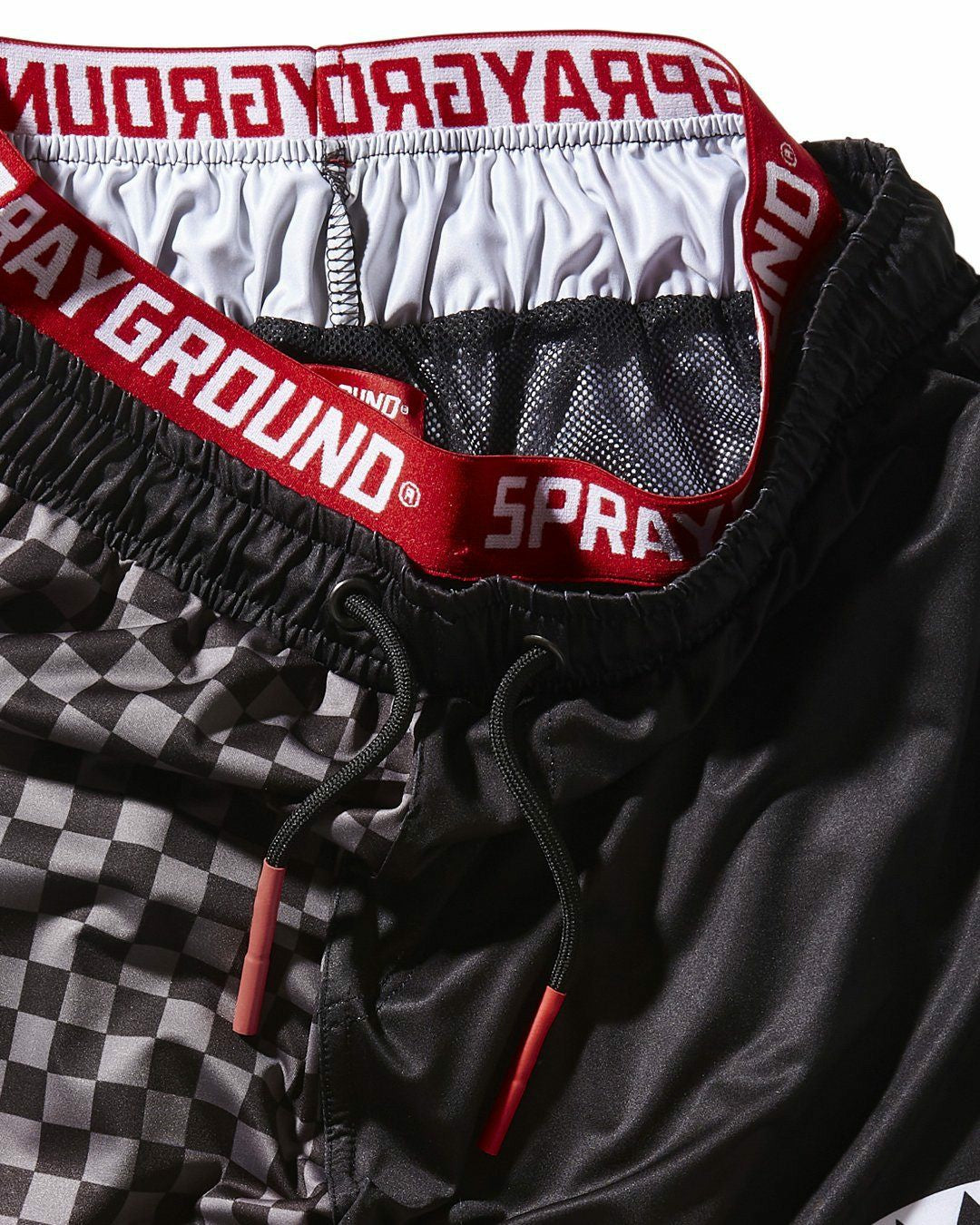 GREY CHECKERED SPLIT CORTO SWIM TRUNKS | Sprayground Discount