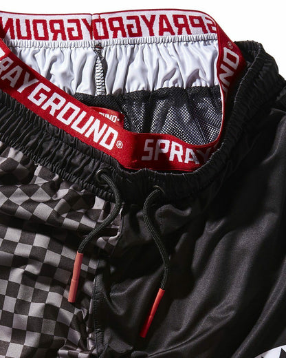 GREY CHECKERED SPLIT CORTO SWIM TRUNKS | Sprayground Discount