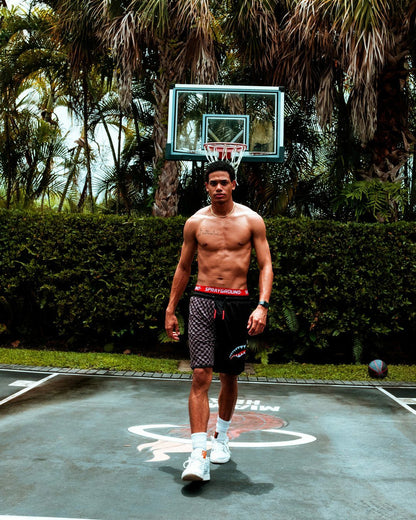 GREY CHECKERED SPLIT CORTO SWIM TRUNKS | Sprayground Discount