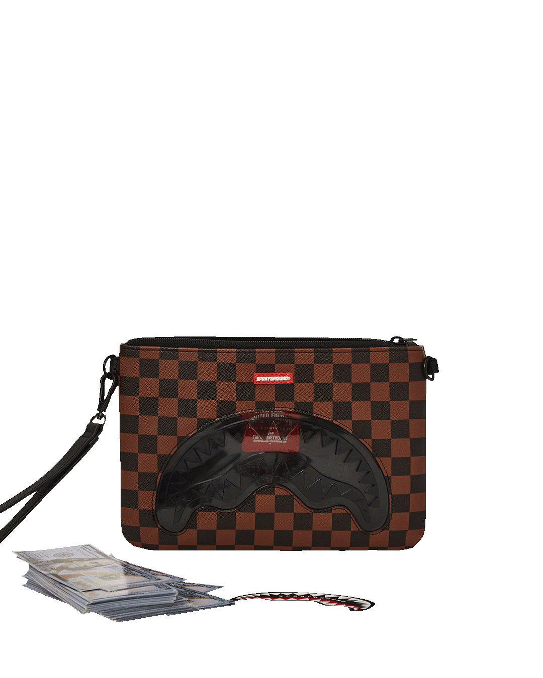 SHARKS IN PARIS CLEAR FOR TAKEOFF CROSSOVER CLUTCH WITH STRAP | Sprayground for sale