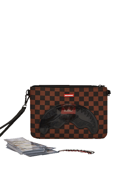SHARKS IN PARIS CLEAR FOR TAKEOFF CROSSOVER CLUTCH WITH STRAP | Sprayground for sale