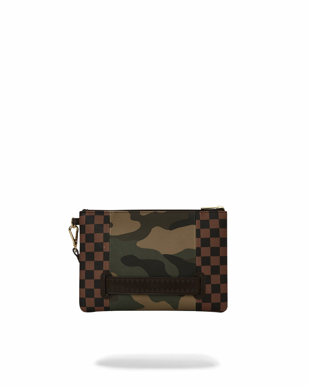 EXTERIOR GOLD ZIP POCKET SHARKS IN PARIS CROSSOVER CLUTCH | Sprayground Clearance