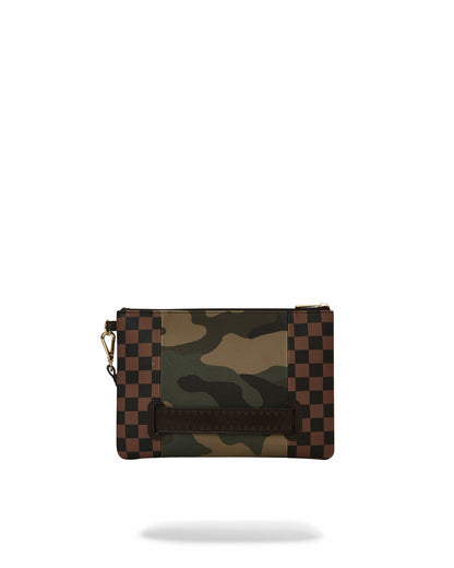 EXTERIOR GOLD ZIP POCKET SHARKS IN PARIS CROSSOVER CLUTCH | Sprayground Clearance