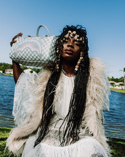 KNIT SHARKS IN PARIS IN CREAM MINI DUFFLE | Sprayground US