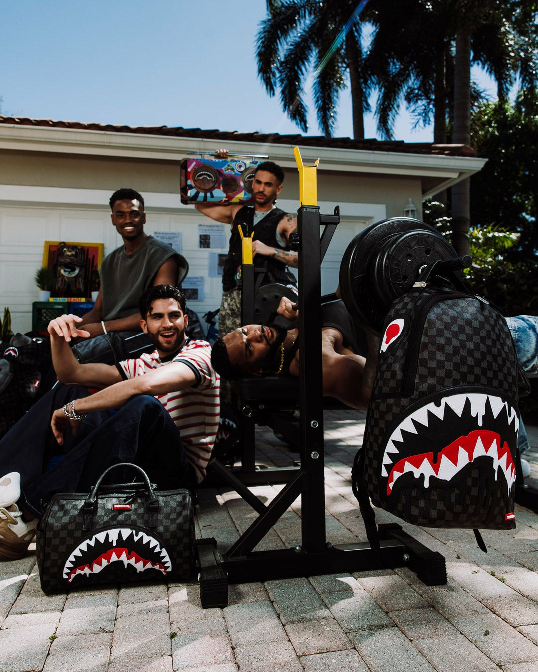 SHARKS IN PARIS THUNDERDRIP MINI DUFFLE | Sprayground sale
