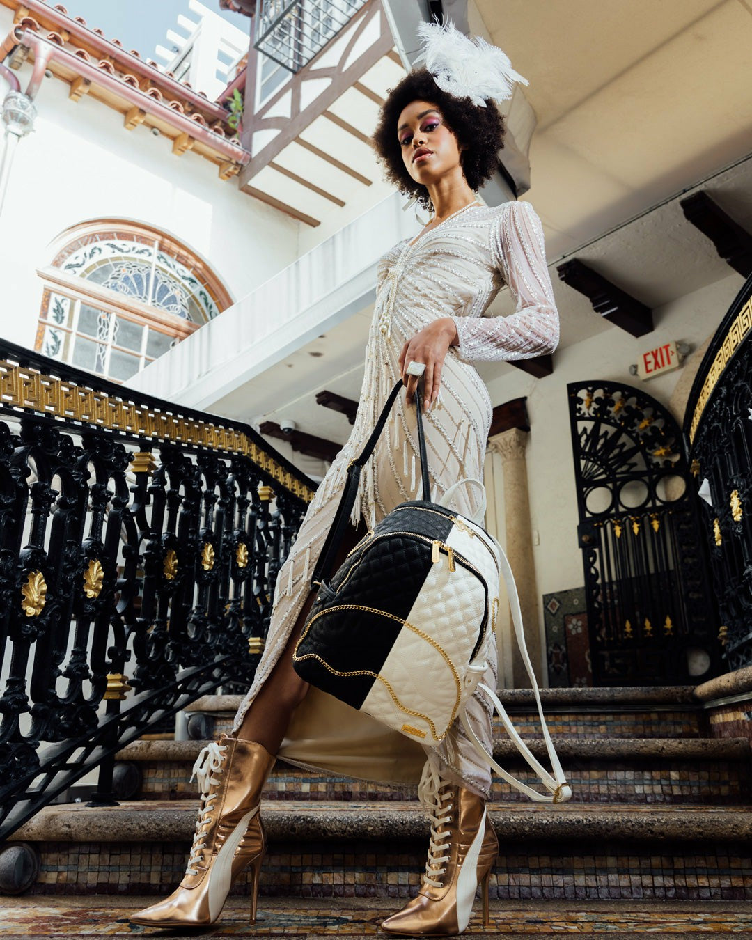 LEVELED UP SPLIT QUILT SHARK SAVAGE BACKPACK | Sprayground US