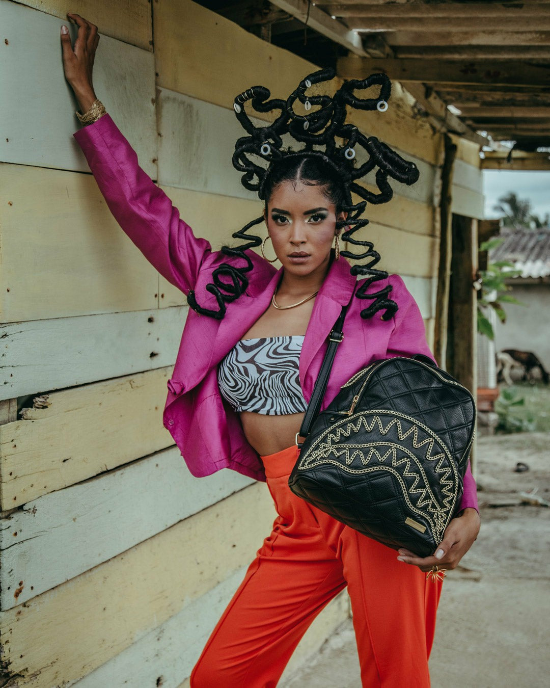 NOIR QUILT GOLD CHAIN SHARK SAVAGE BACKPACK | Sprayground Near Me