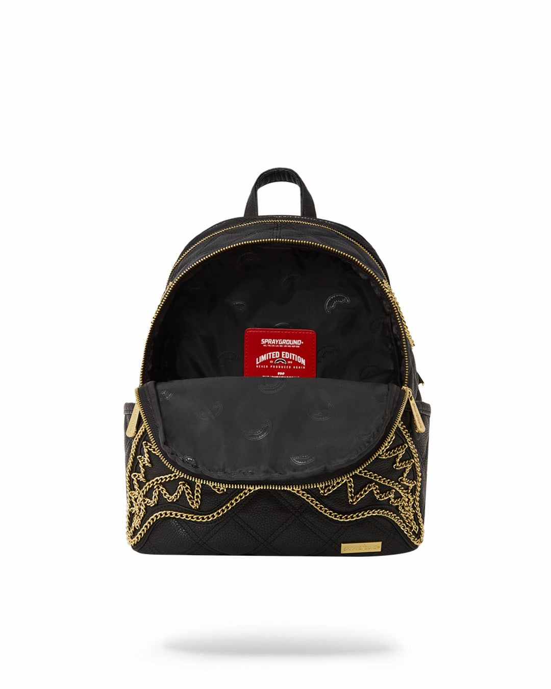 NOIR QUILT GOLD CHAIN SHARK SAVAGE BACKPACK | Sprayground Near Me