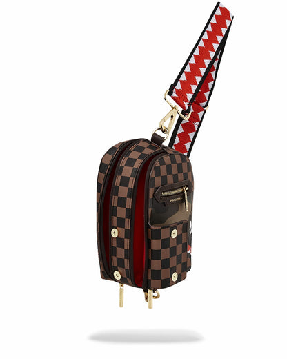 EXTERIOR GOLD ZIP POCKET SHARKS IN PARIS BACKPACK SLING | Sprayground US