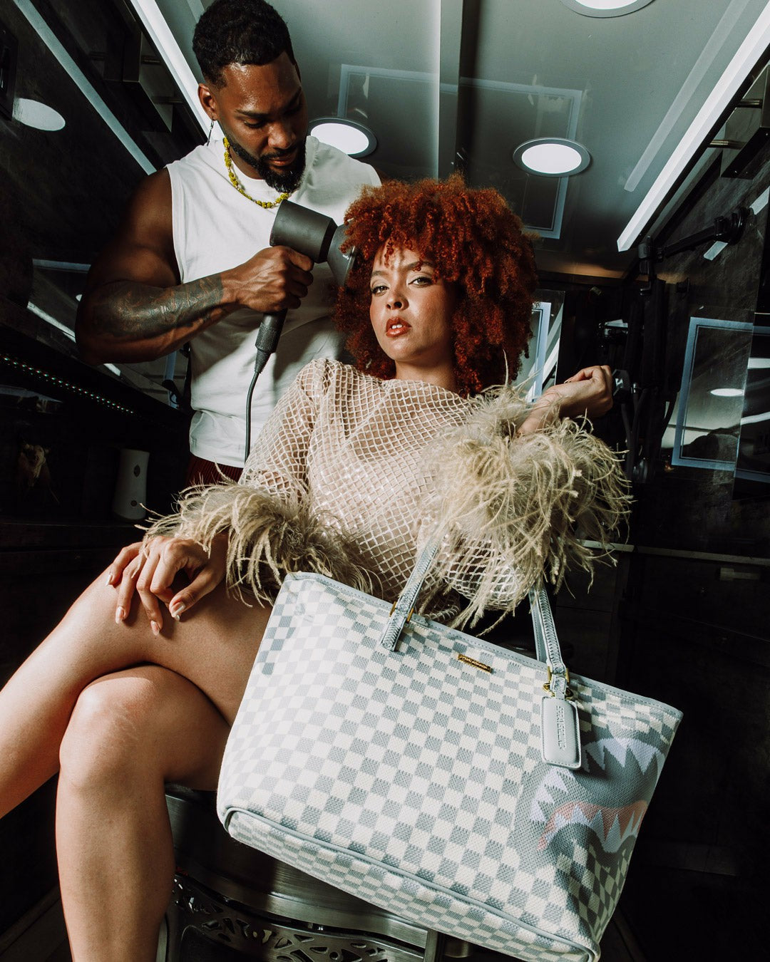 KNIT SHARKS IN PARIS IN CREAM TOTE | Sprayground for sale