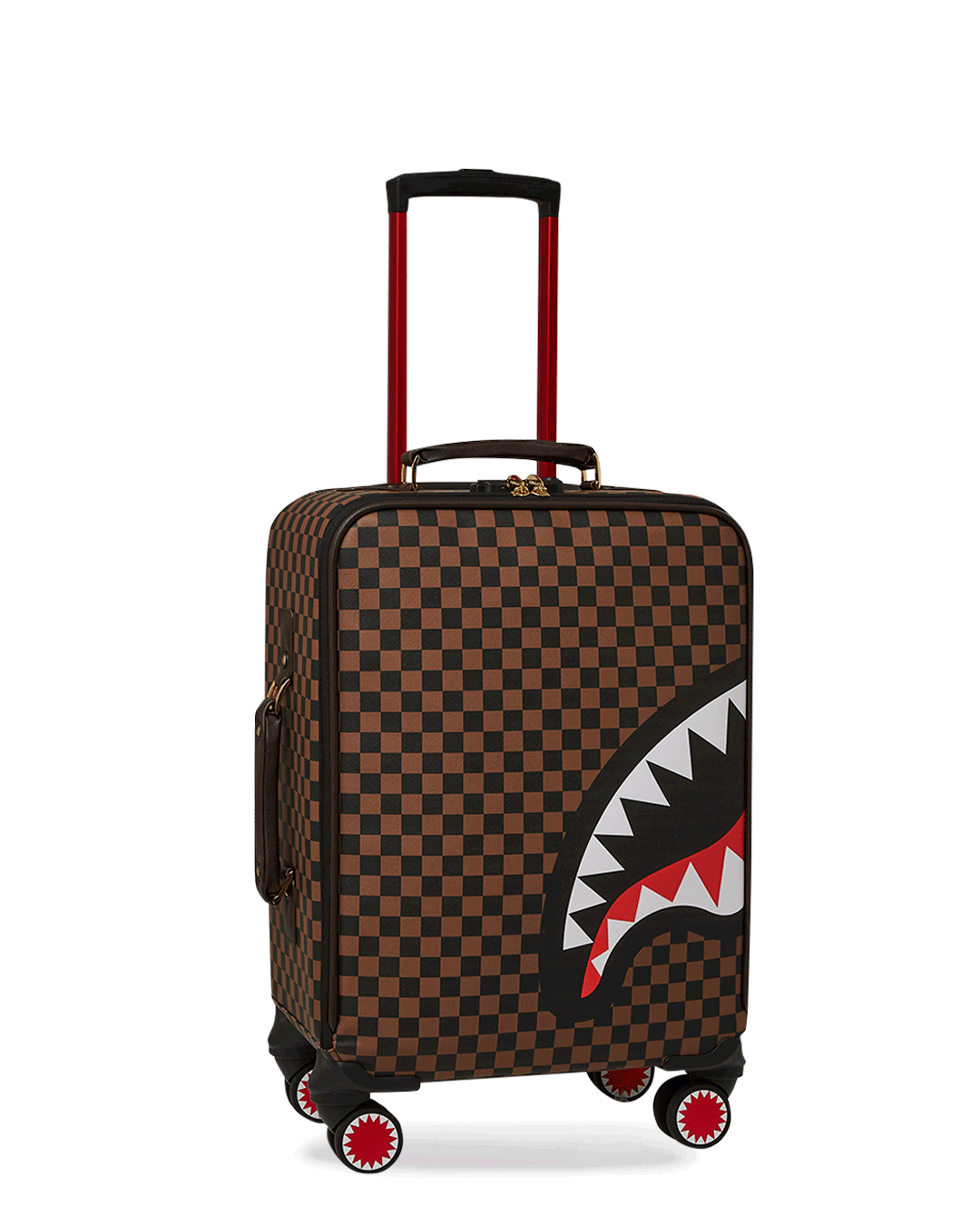 EXTERIOR GOLD ZIP POCKET SHARKS IN PARIS JETSETTER CARRY-ON LUGGAGE | Sprayground Discount