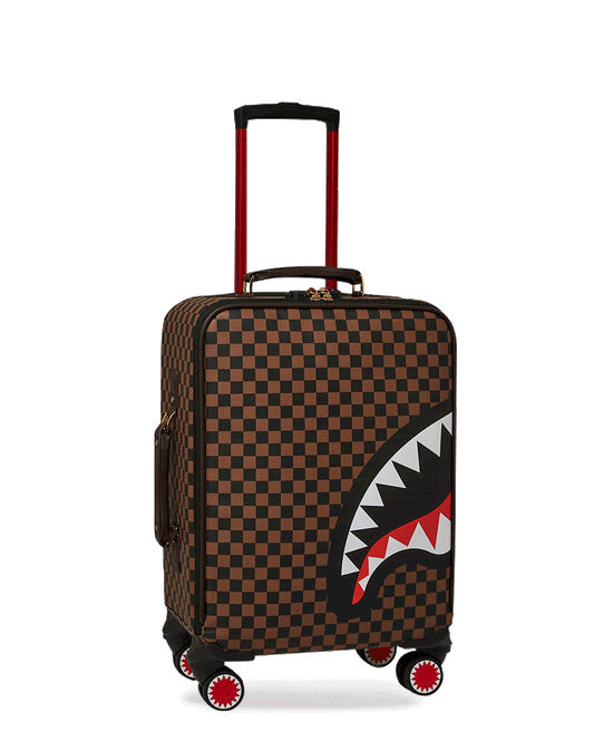 EXTERIOR GOLD ZIP POCKET SHARKS IN PARIS JETSETTER CARRY-ON LUGGAGE | Sprayground Discount