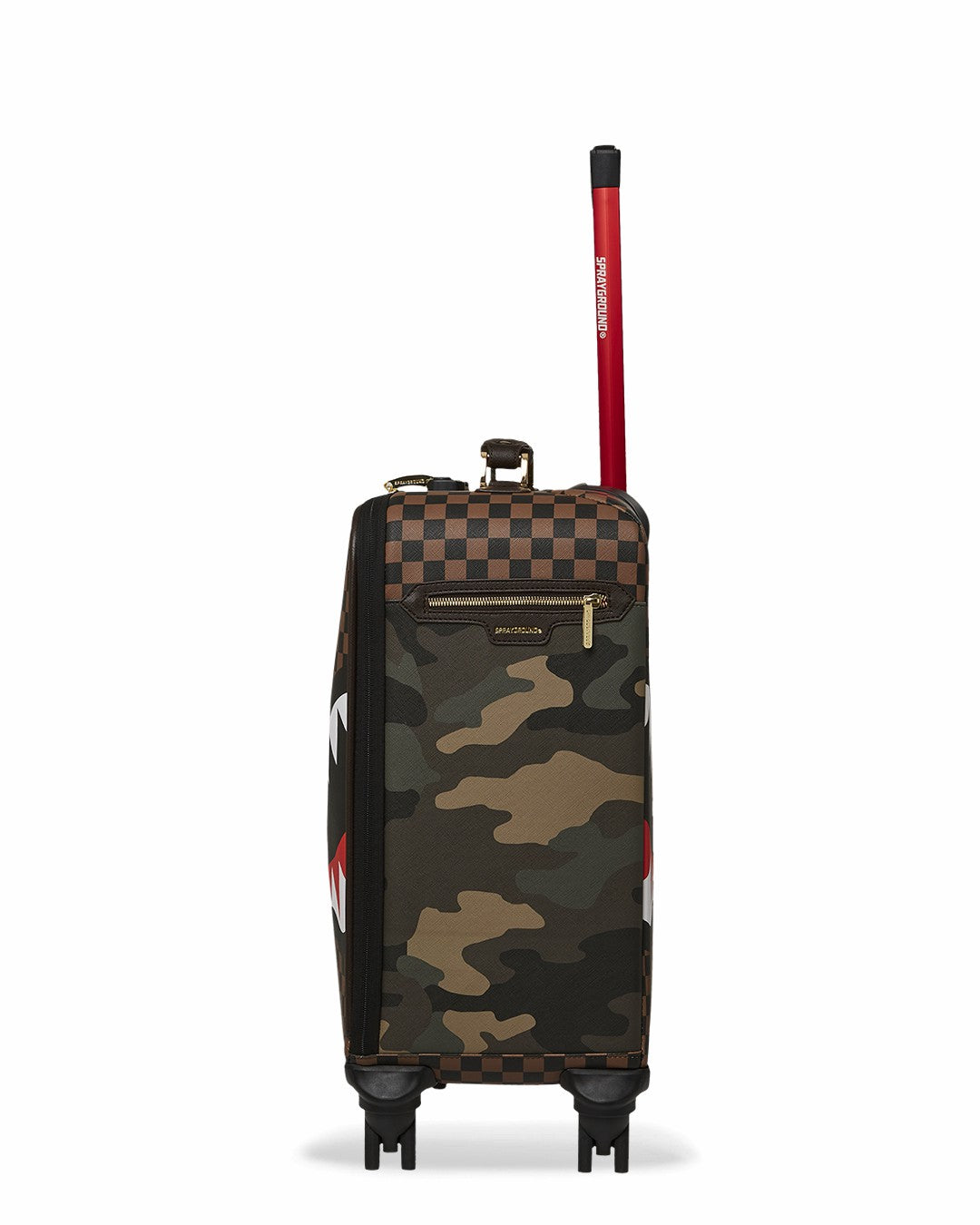 EXTERIOR GOLD ZIP POCKET SHARKS IN PARIS JETSETTER CARRY-ON LUGGAGE | Sprayground Discount