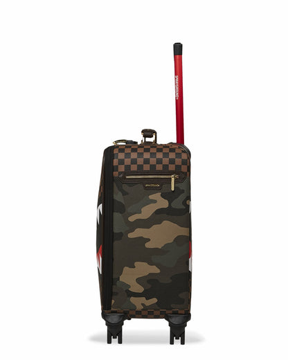 EXTERIOR GOLD ZIP POCKET SHARKS IN PARIS JETSETTER CARRY-ON LUGGAGE | Sprayground Discount