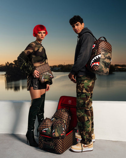 EXTERIOR GOLD ZIP POCKET SHARKS IN PARIS JETSETTER CARRY-ON LUGGAGE | Sprayground Discount