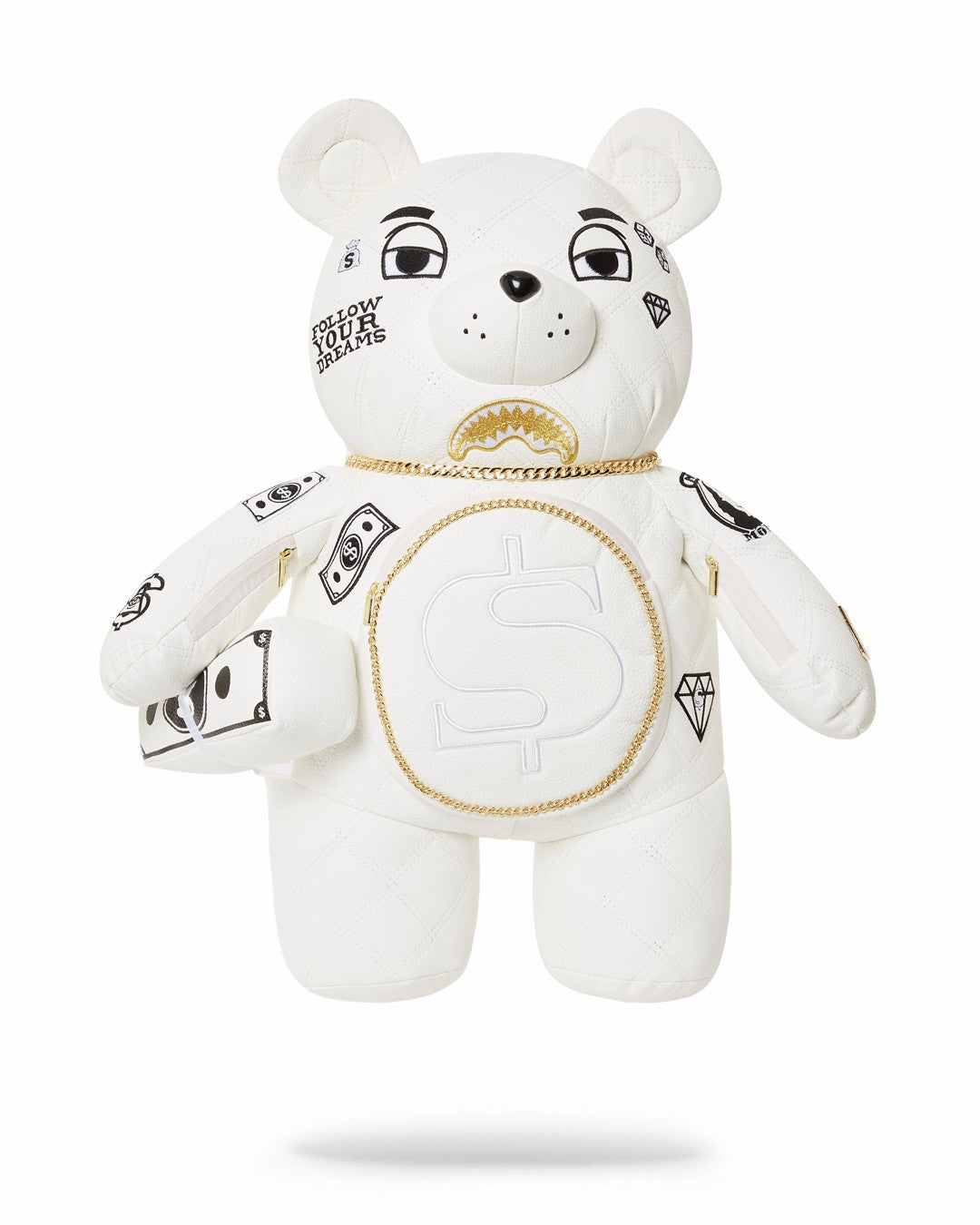 RIVIERA LE BLANC GOLD CHAIN MONEYBEAR TEDDYBEAR BACKPACK | Sprayground sale
