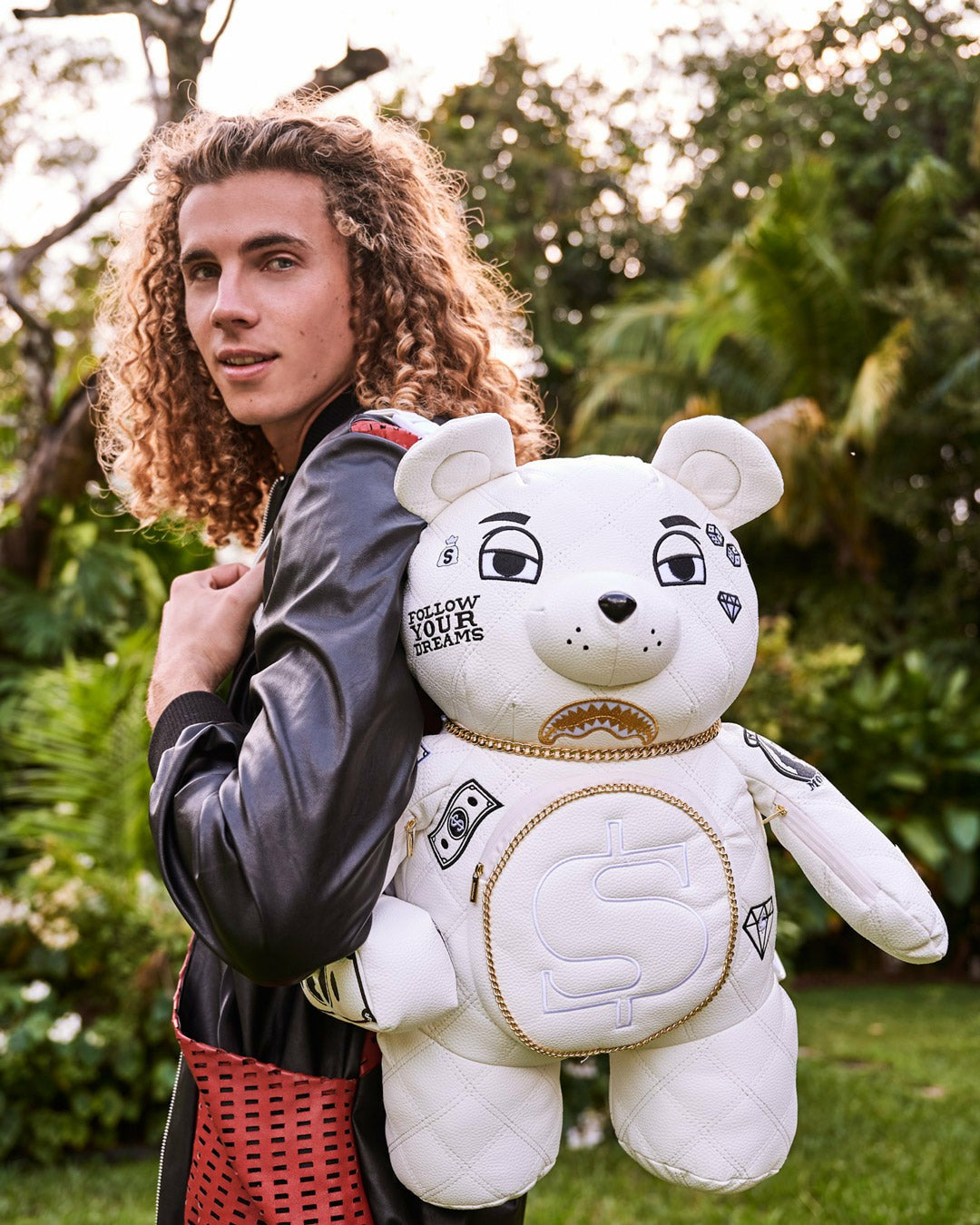 RIVIERA LE BLANC GOLD CHAIN MONEYBEAR TEDDYBEAR BACKPACK | Sprayground sale