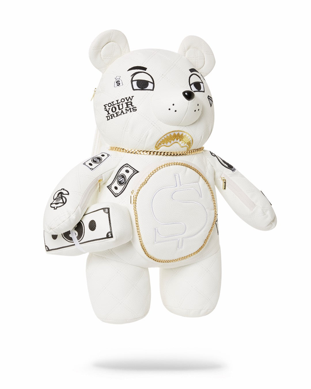 RIVIERA LE BLANC GOLD CHAIN MONEYBEAR TEDDYBEAR BACKPACK | Sprayground sale