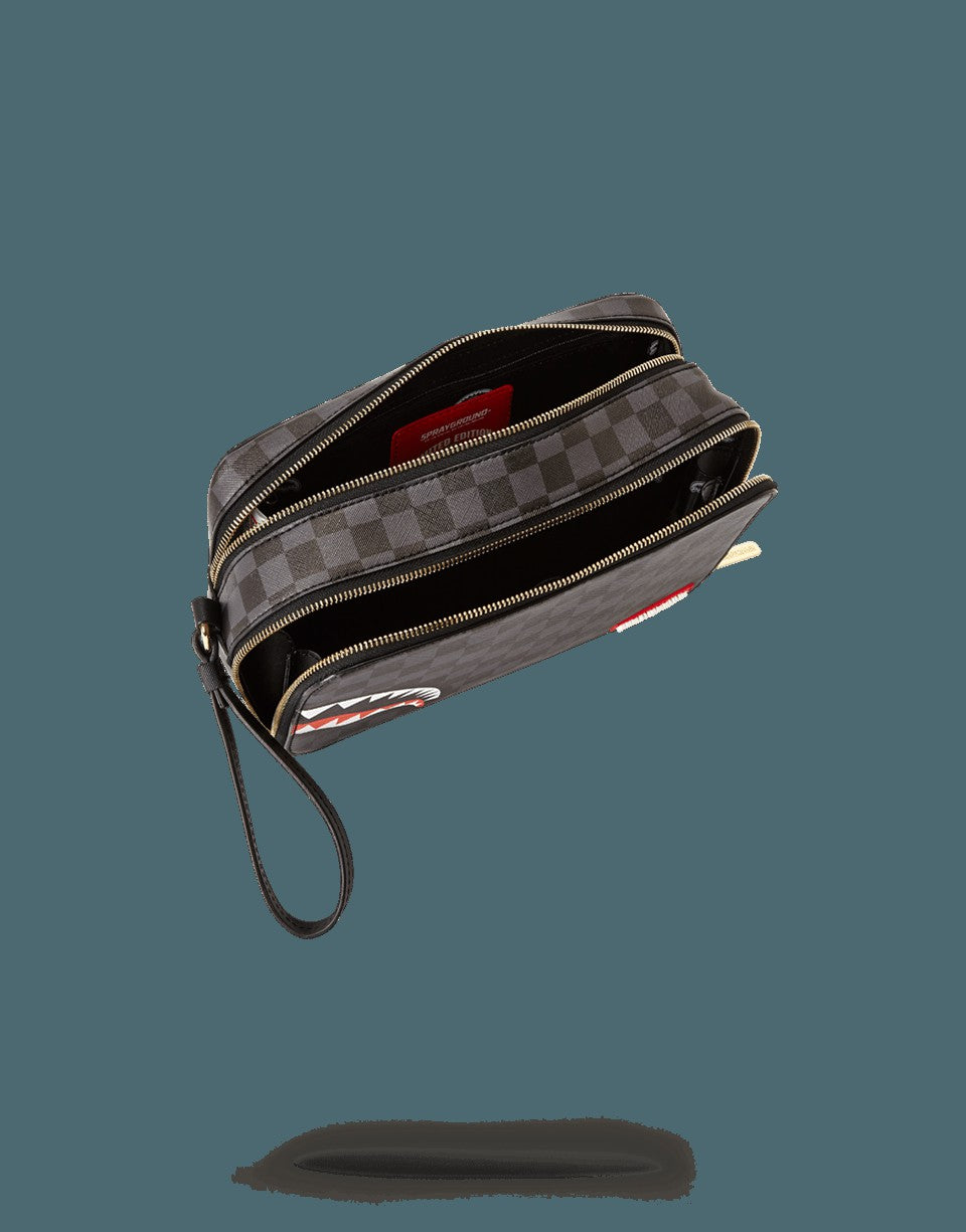SHARKS IN PARIS (BLACK CHECKERED EDITION) TOILETRY AKA MONEY BAGS | Sprayground Online