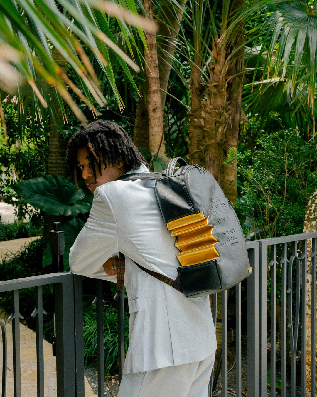 A.i.3 SHARK BITE BLACK GOLD BACKPACK (DLXV) | Sprayground for sale