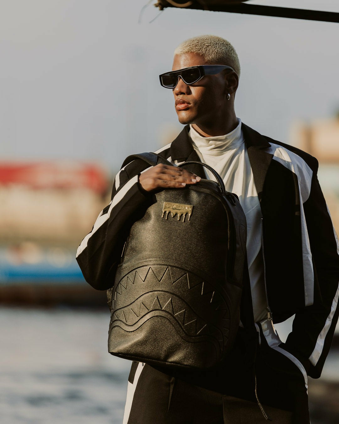 GOLD BRICK DRIP BLACK BACKPACK | Sprayground Online