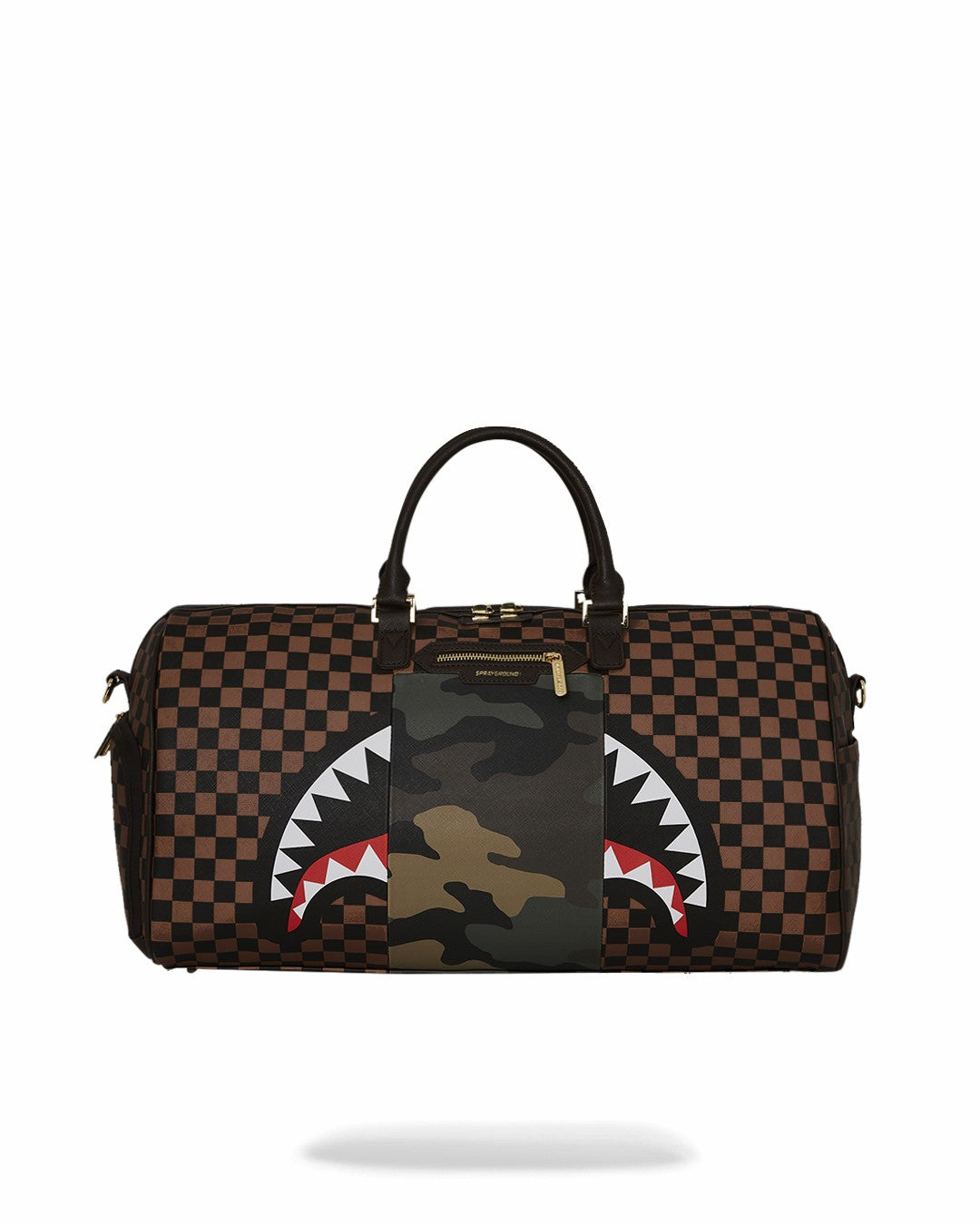 EXTERIOR GOLD ZIP POCKET SHARKS IN PARIS DUFFLE | Sprayground Near Me
