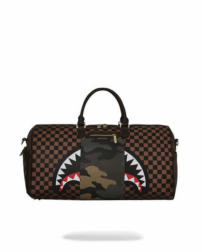 EXTERIOR GOLD ZIP POCKET SHARKS IN PARIS DUFFLE | Sprayground Near Me