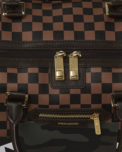 EXTERIOR GOLD ZIP POCKET SHARKS IN PARIS DUFFLE | Sprayground Near Me