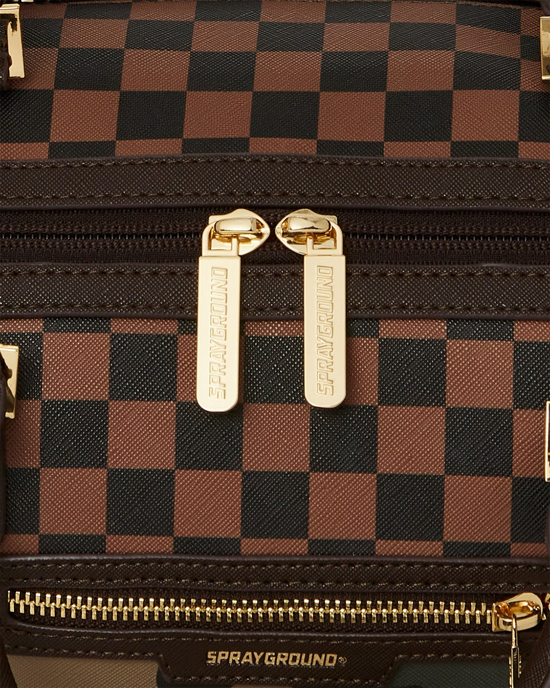 EXTERIOR GOLD ZIP POCKET SHARKS IN PARIS MINI DUFFLE | Sprayground sale
