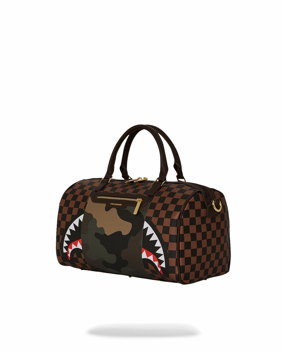 EXTERIOR GOLD ZIP POCKET SHARKS IN PARIS MINI DUFFLE | Sprayground sale