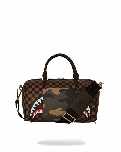 EXTERIOR GOLD ZIP POCKET SHARKS IN PARIS MINI DUFFLE | Sprayground sale