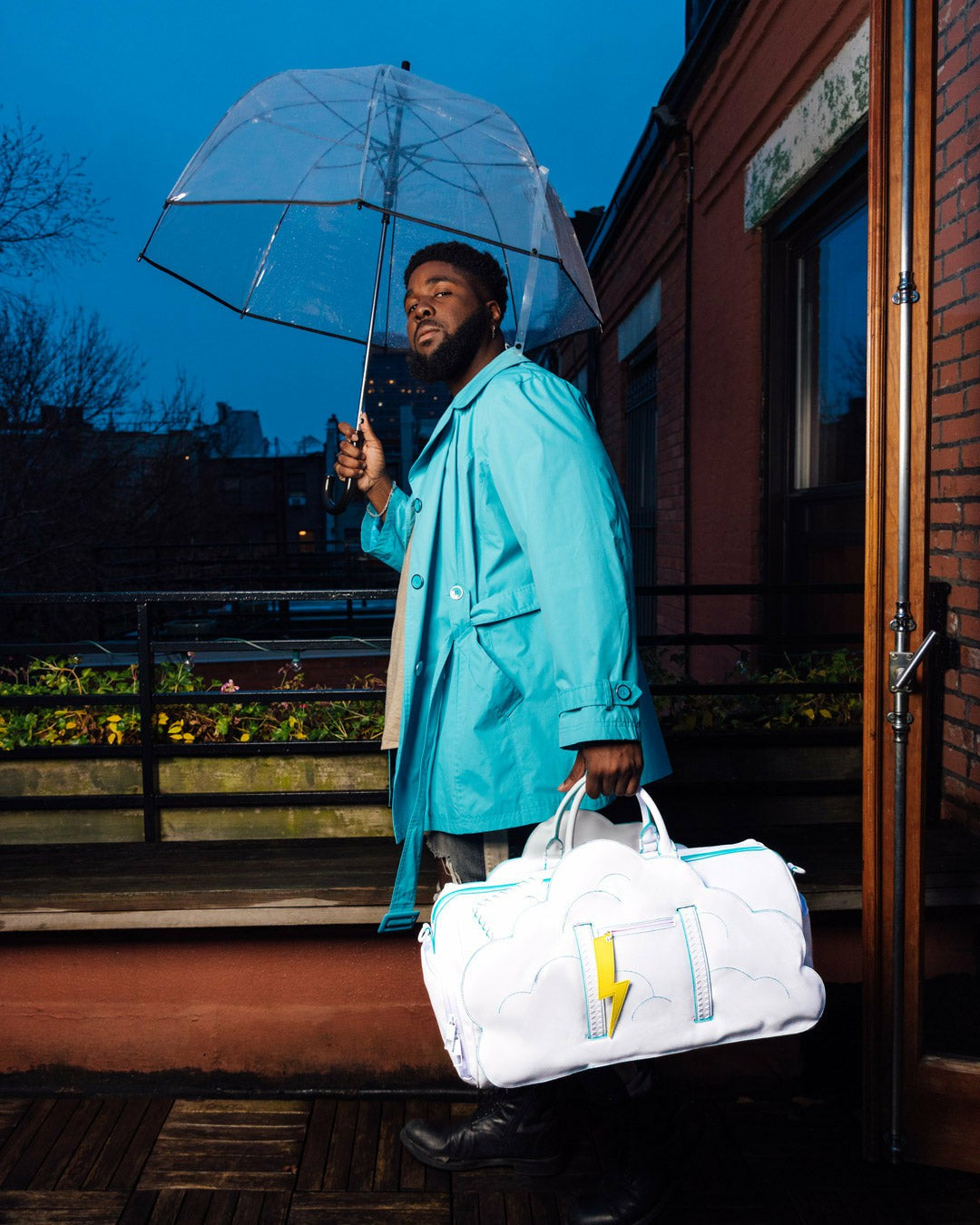 CLOUDY WITH A CHANCE OF SHARK DUFFLE | Sprayground sale