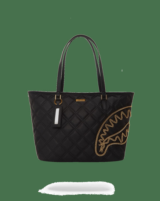 NOIR QUILT GOLD CHAIN SHARK TOTE | Sprayground US