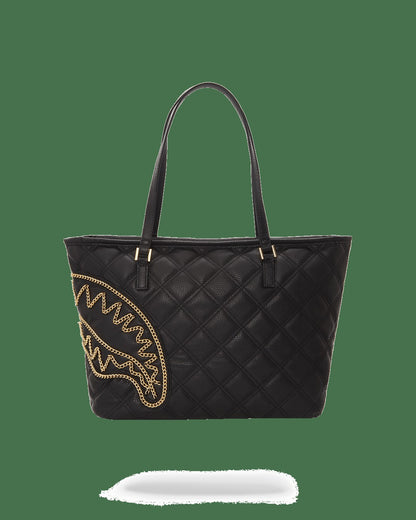 NOIR QUILT GOLD CHAIN SHARK TOTE | Sprayground US
