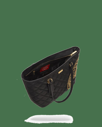NOIR QUILT GOLD CHAIN SHARK TOTE | Sprayground US