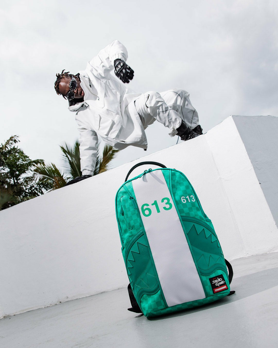 SQUID GAME COLLAB JUMPSUIT BACKPACK | Sprayground Clearance