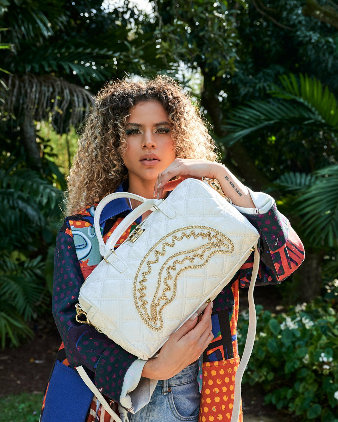 RIVIERA LE BLANC GOLD CHAIN SHARK MINI DUFFLE | Sprayground Clearance