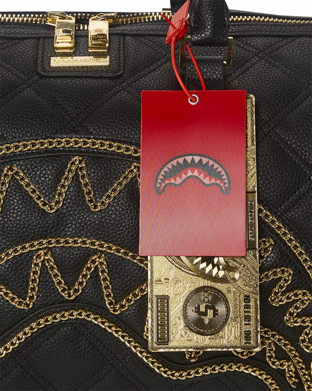 NOIR QUILT GOLD CHAIN SHARK DUFFLE | Sprayground Discount
