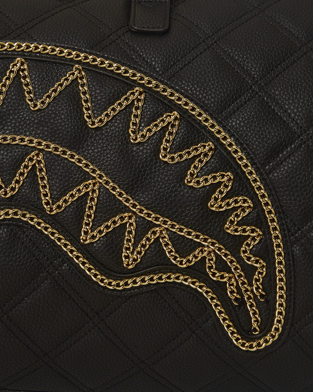 NOIR QUILT GOLD CHAIN SHARK DUFFLE | Sprayground Discount
