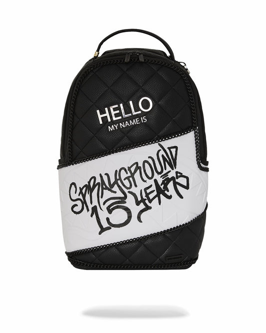 HELLO MY NAME IS 15 YEARS QUILTED BACKPACK (SUPER RARE) | Sprayground Clearance