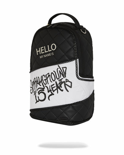 HELLO MY NAME IS 15 YEARS QUILTED BACKPACK (SUPER RARE) | Sprayground Clearance