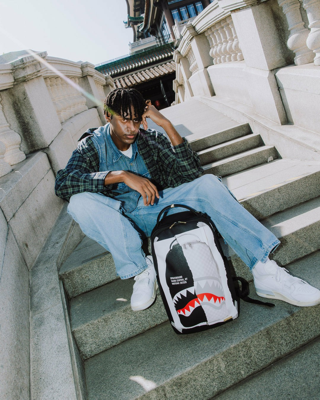 BAG ON BAG OPTICAL ILLUSION SHARKS IN PARIS BACKPACK | Sprayground sale